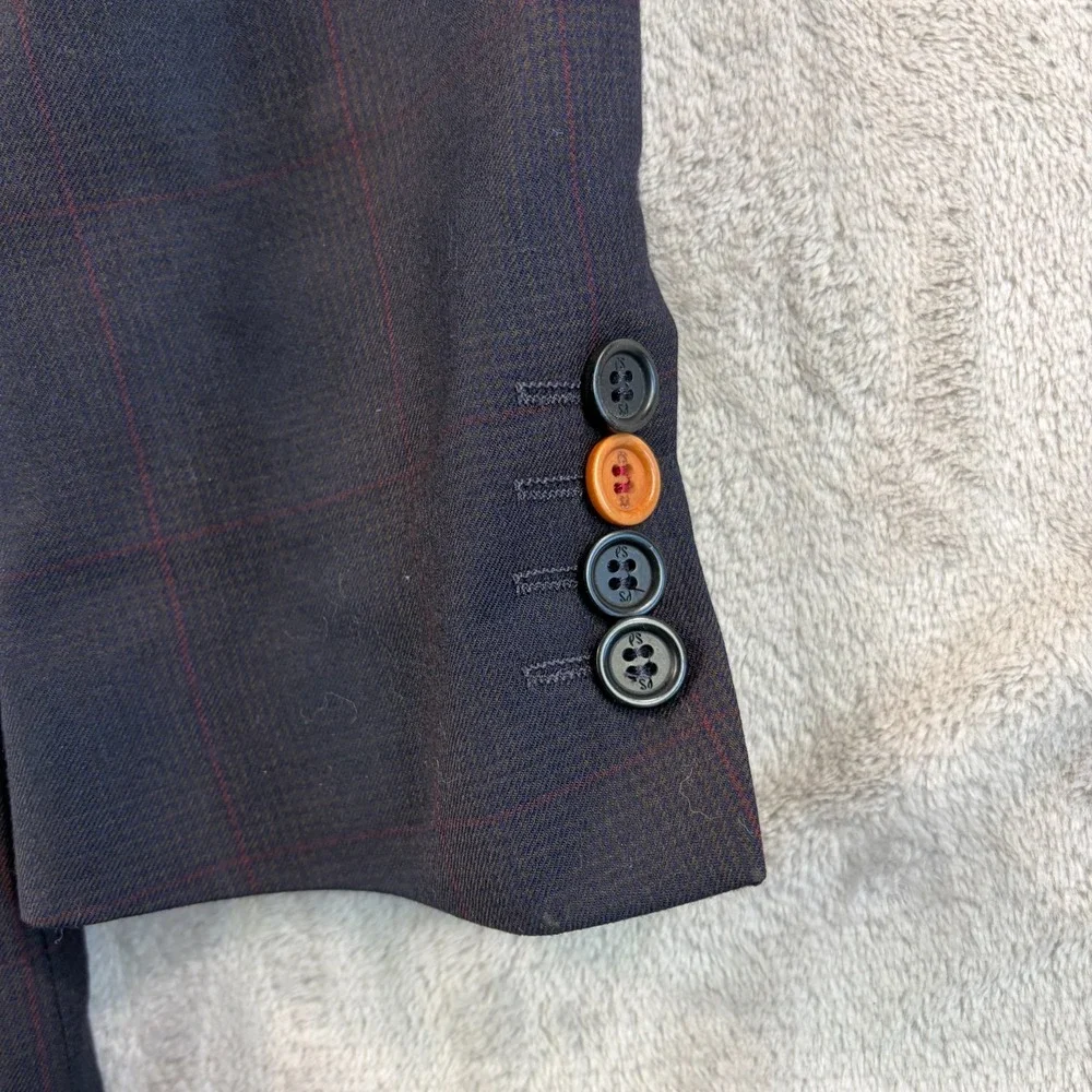 Paul Smith Sports Coat Blazer Jacket 38 Navy Multi Plaid Wool Designer $1295‎